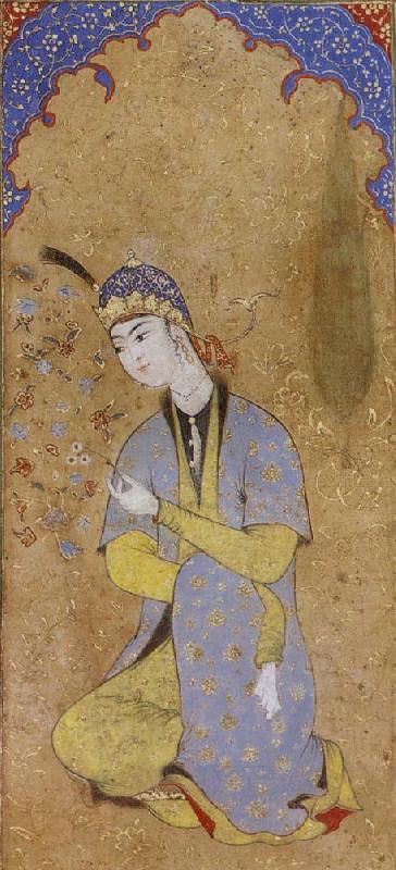 Muhammadi of Herat The Lady Beloved sits framed within the prayer niche China oil painting art